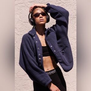 Free people Hit The Slopes Fleece Jacket navy